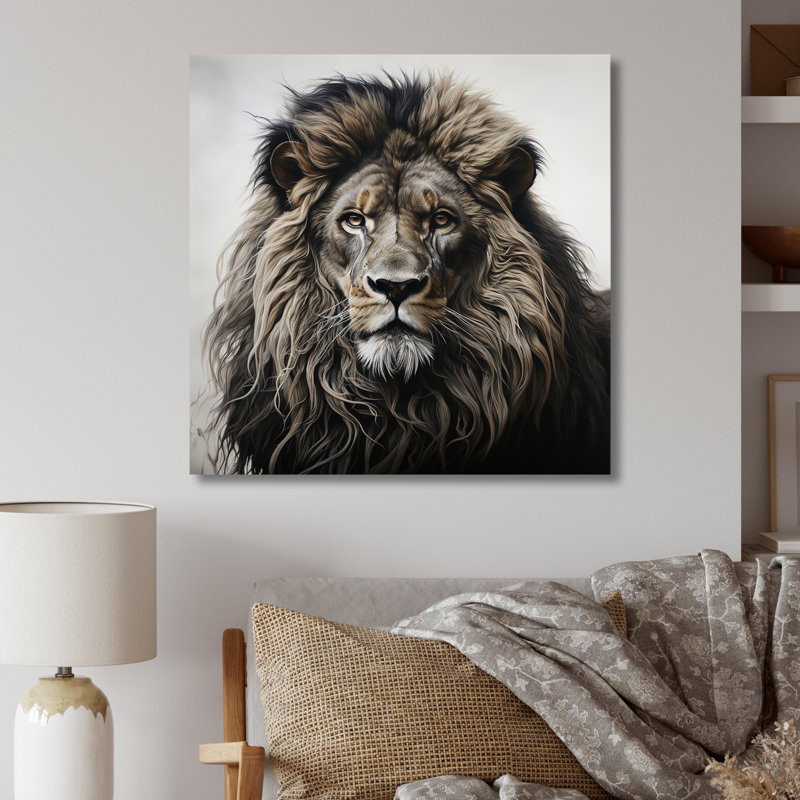 Décoration murale majestueuse lion I - lion animal, H 36 po x l 36 po