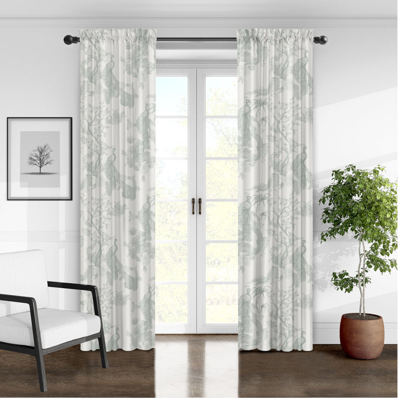Peacock Lane Toile Cotton Pole Top Drapes Set of 2, 50" W x 108" L