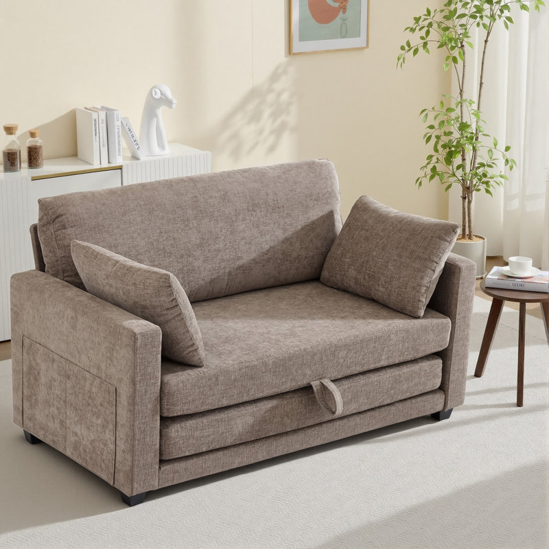 Fauteuil-lit 52 po en chenille, Brun