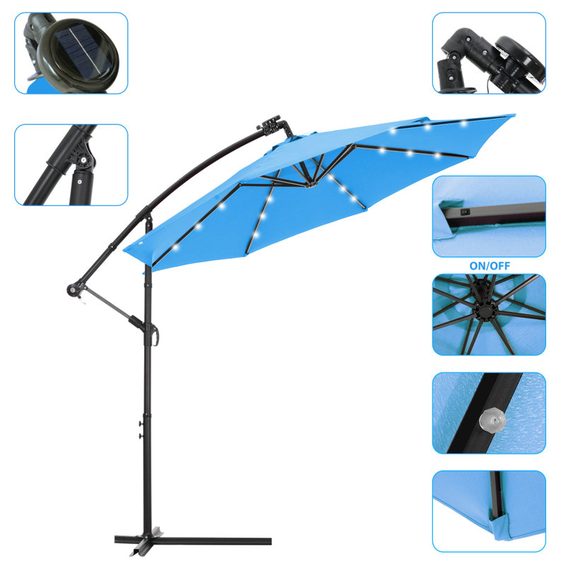 Parasol en porte-à-faux 9 pi 6 po Modla, Bleu