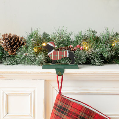 5.92"H  Wooden/Metal Dachshund Stocking Holder