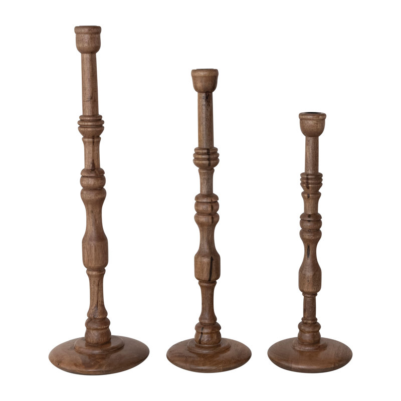 Turned Mango Wood Taper Candle Holder
