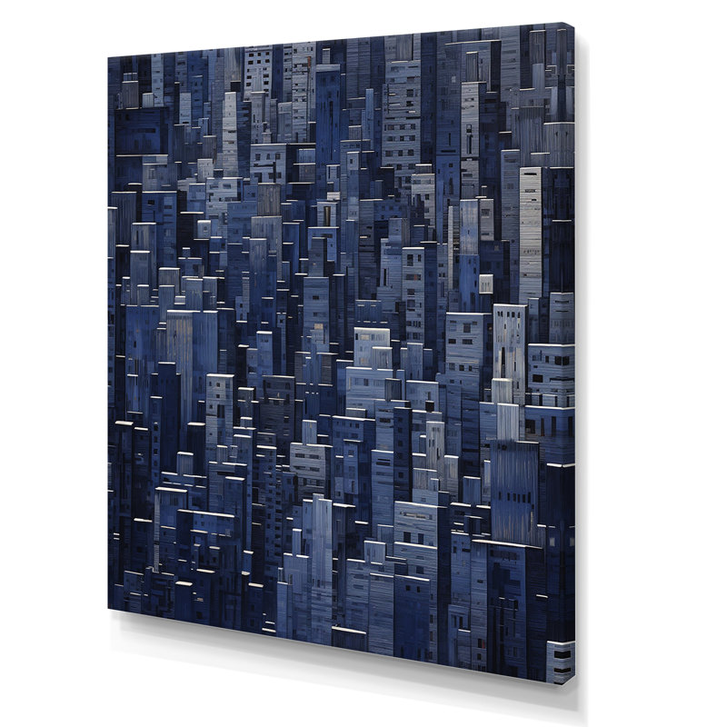 Paysage urbain Indigo Infinity Skyscraper, Toile tendue, H 20 po x l 12 po x P 1 po