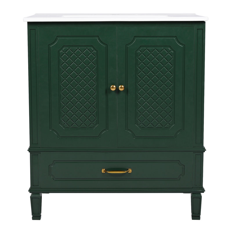 Meuble-lavabo de salle de bain avec lavabo, Vert