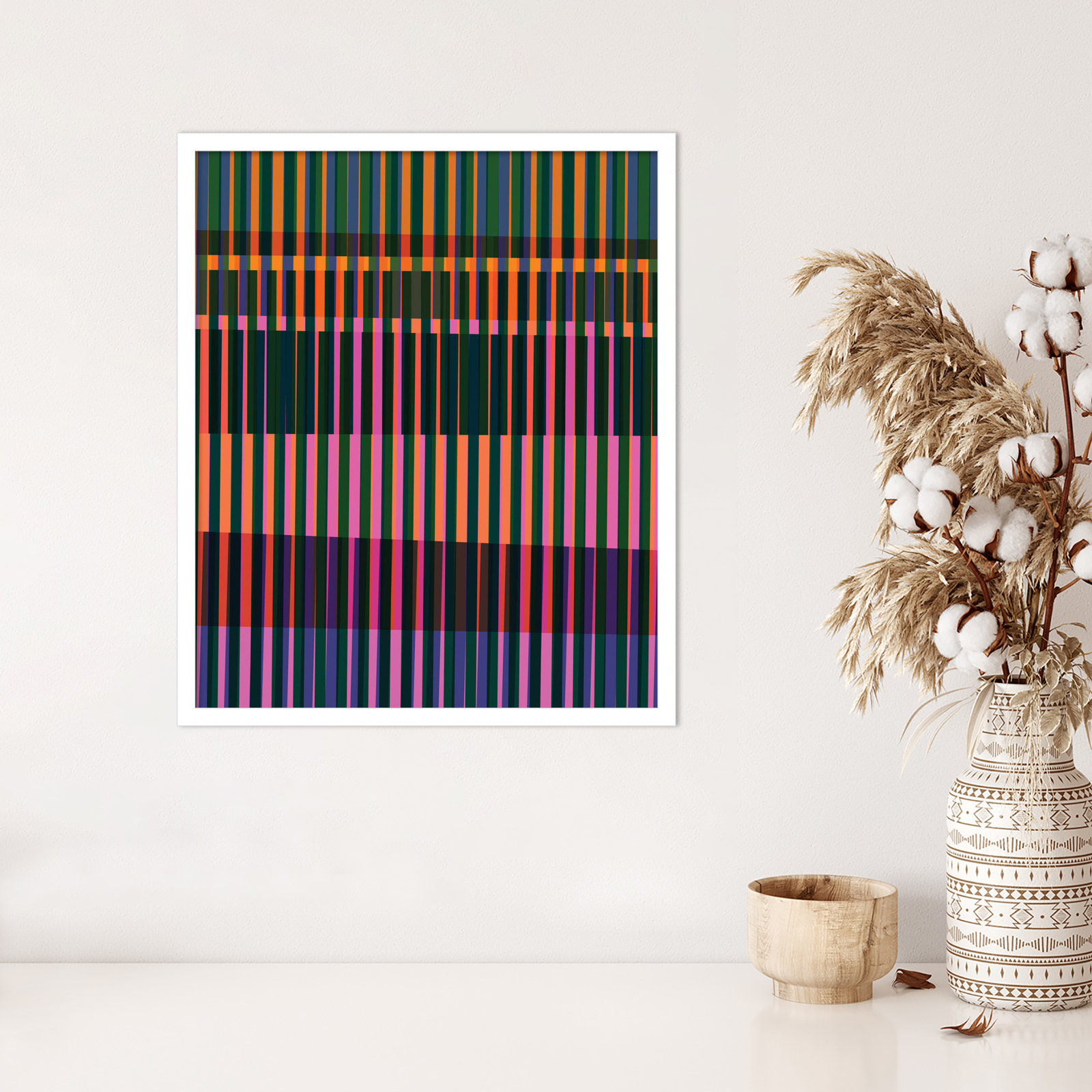 Abstract Lines 17 by Beth Vassalo, White, 17" H x 14" W