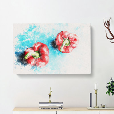 Two Red Bell Peppers - Wrapped Canvas