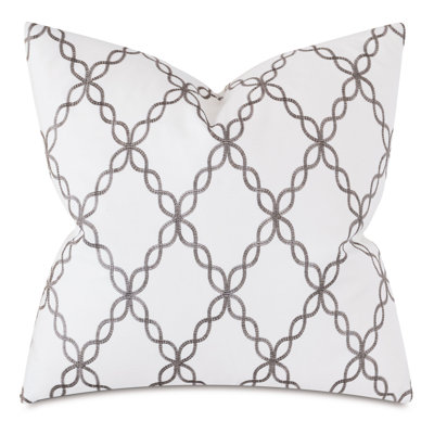 Boutique Embroidered Cotton Blend Reversible Throw Pillow