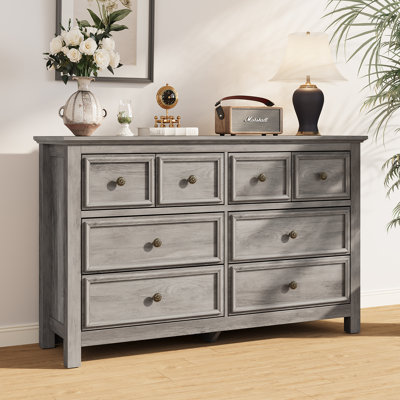 Winston Porter 8 Drawer Dresser Tv Stand , Chest Of Drawers With 53.9"w,dresser For Living Room For Bedroom, Hallway