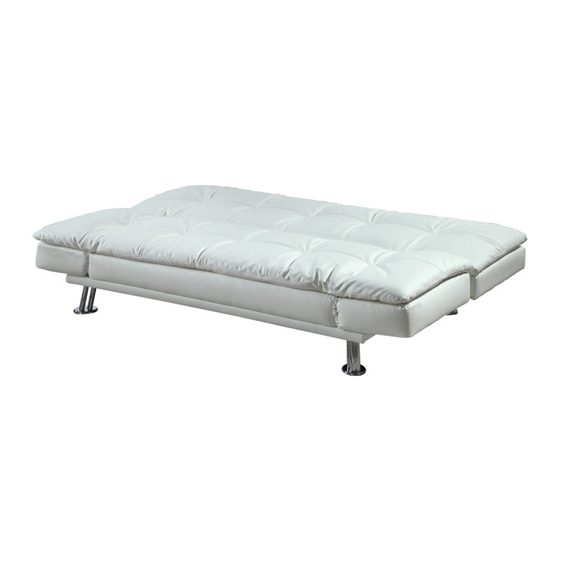 Peniel 72.6'' Faux Leather Sleeper Sofa, White Faux Leather
