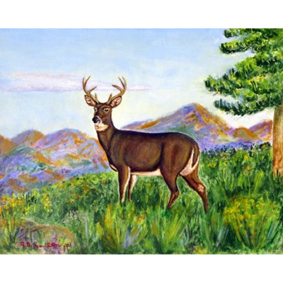 Drapeau de jardin en polyester cerf dans les montagnes