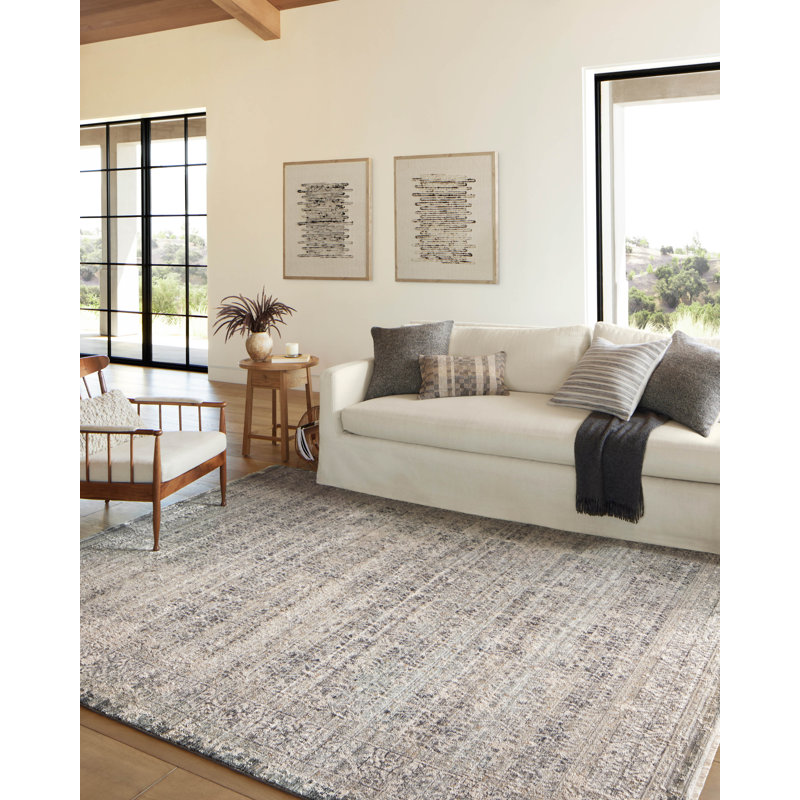 Sky and Stone Round Wool and Synthetic Area Rug