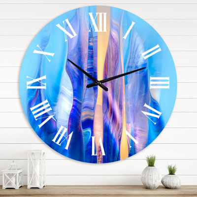 Art numérique géométrique à formes ondulées torsadées - horloge murale moderne