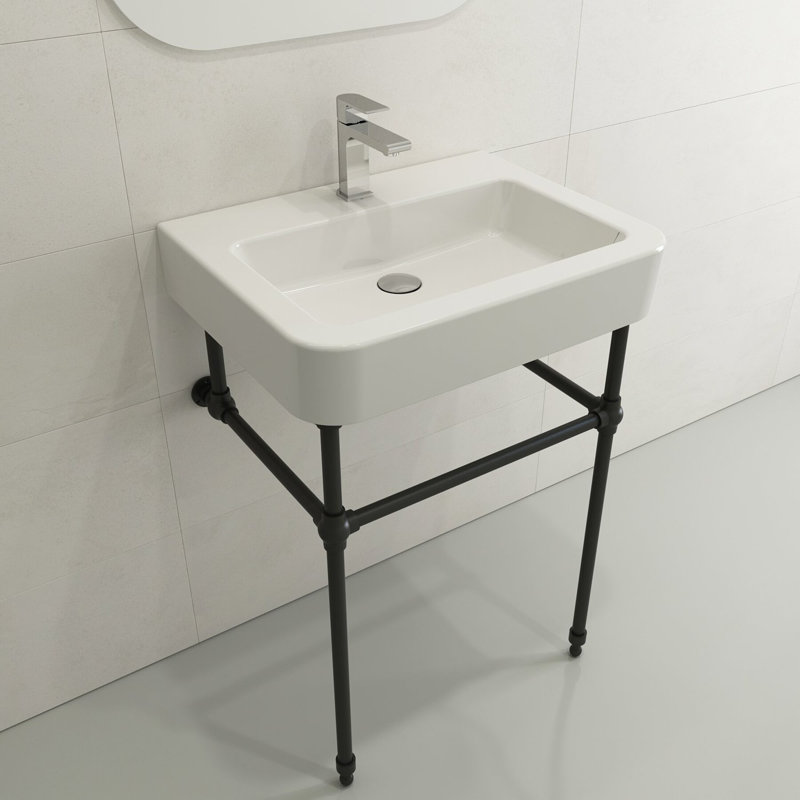 Parma 25.59'' L Bathroom Sink, White, Single-Hole