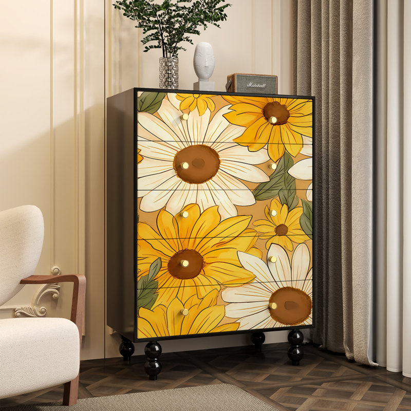 Commode d'appoint de rangement moderne à cinq tiroirs