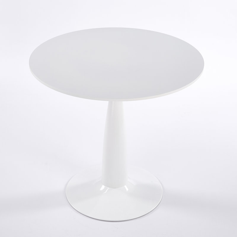 Table à piédestal 31,5 pouces de style Mid-Century moderne, table de salle à manger multifonctionnelle pour 4 à 6 personnes et grande table basse, plateau en MDF blanc pour le salon, la cuisine et le bureau