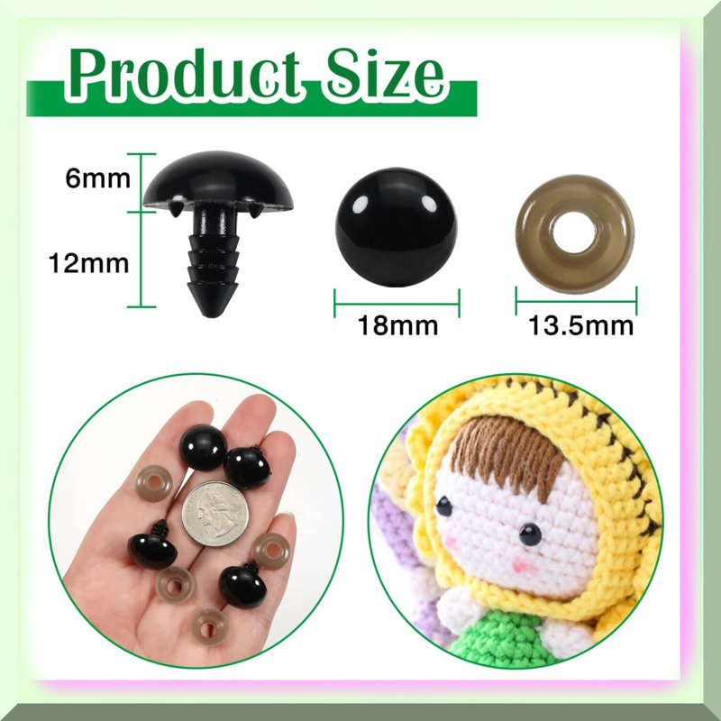 150pcs 18mm Plastic Safety Eyes with Washers