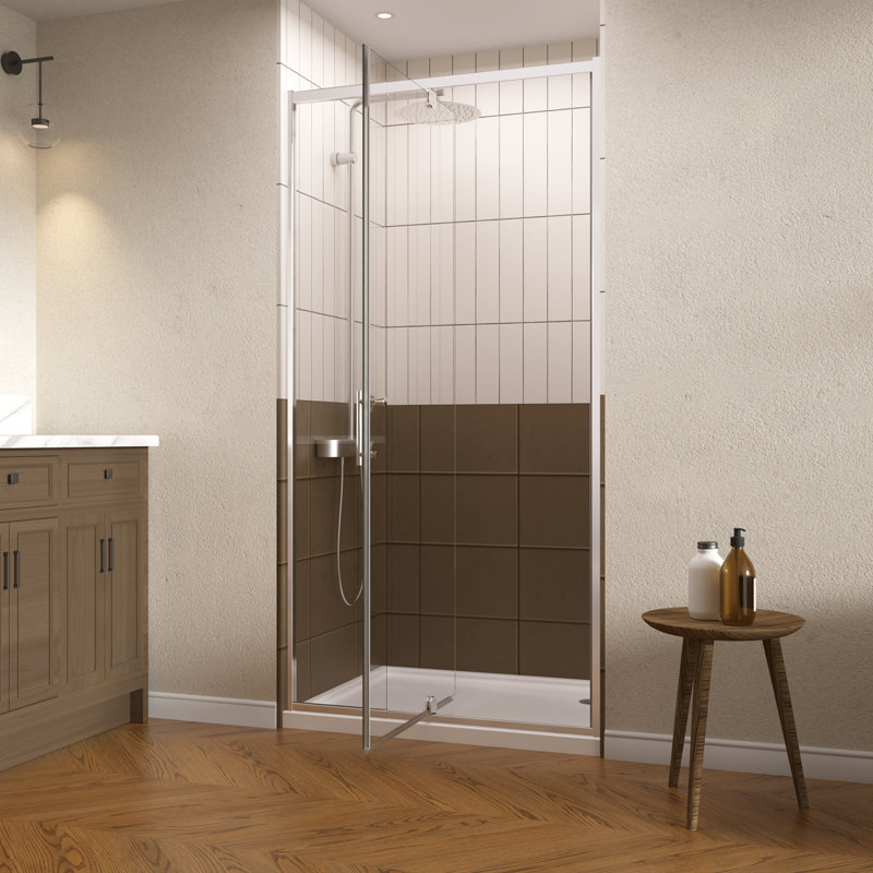 32-36"W x 72"H Pivot Swing Frame Shower Door with 1/4"(6mm) Clear SGCC Tempered Glass, Chrome Finish, Chrome