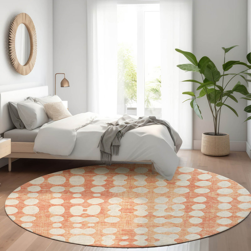 Tapis corail Prisco lavable à la machine de qualité supérieure, Rond 8 pi