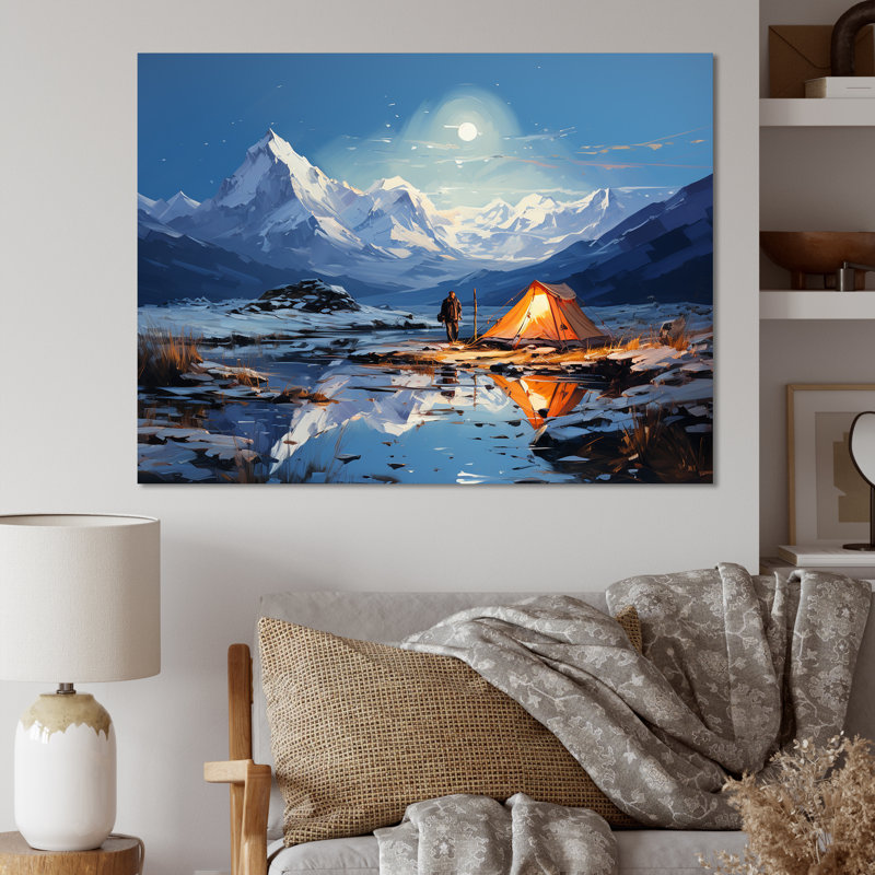Mountain Mountain Solitude 3 - Art mural de voyage en camping, Toile tendue, H 34 po x l 44 po x P 1,5 po