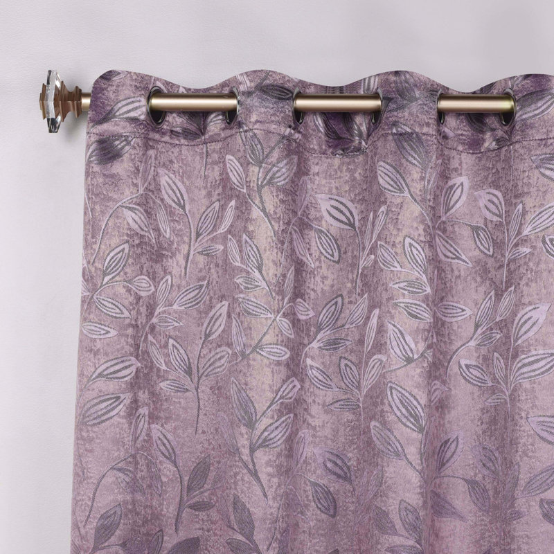  Panneaux de rideaux à passe-tringle en polyester à motif floral Finklea, Glycine, l 42" x L 84"