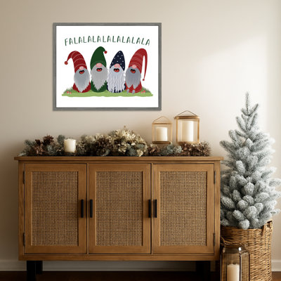 Fa la la la la gnomes by Rosana Laiz Blursbyai Framed Canvas Wall Art Print