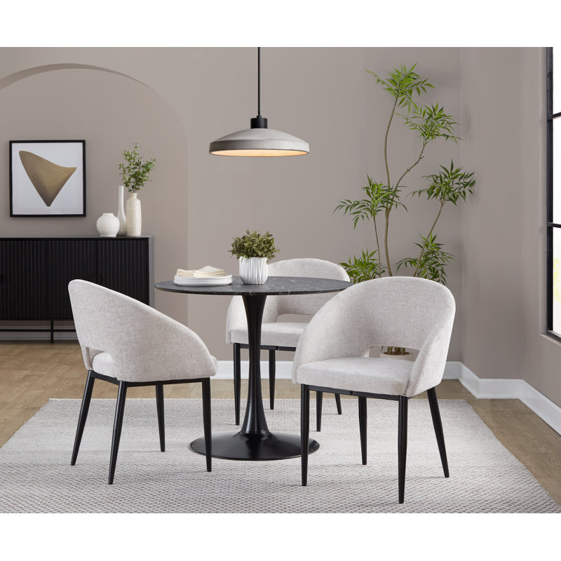Chaises rembourrées Resme (ensemble de 2), Argent argent, Métal noir