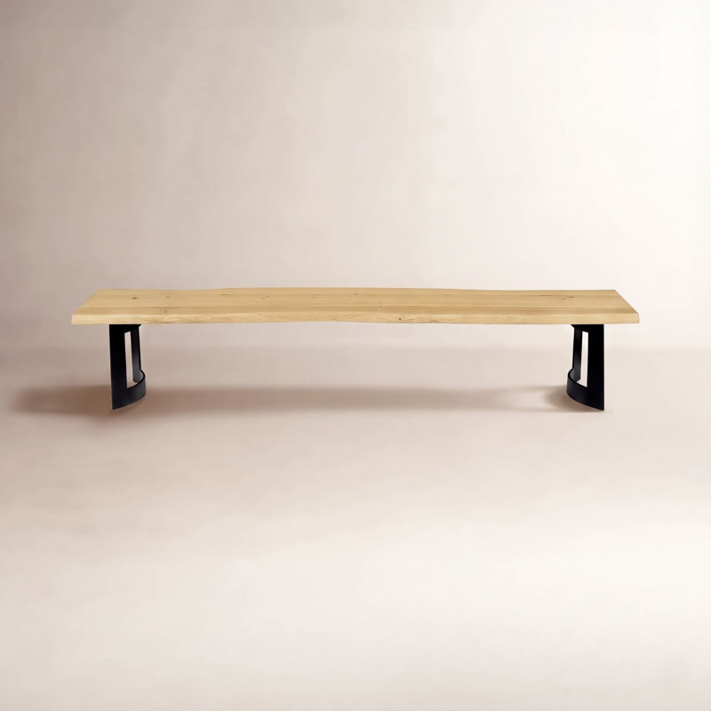 Petit banc Llorente en chêne, 18.5" H x 92" L x 15" D, Brun / noir