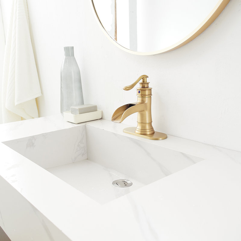 Single-handle Bathroom Faucet with Drain Assembly, Antique Brass