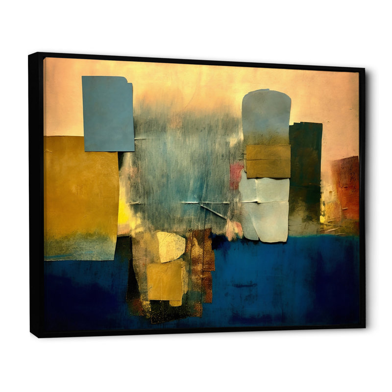 Lever de soleil sur la ville rétro cubiste Colourfields - paysage abstrait, art mural salon, H 30 po x l 40 po x P 1,5 po