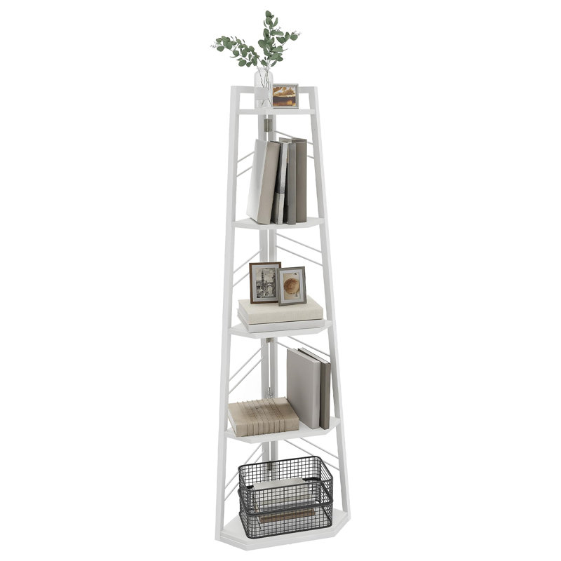 160cm H x 35cm W Metal Corner Bookcase, White