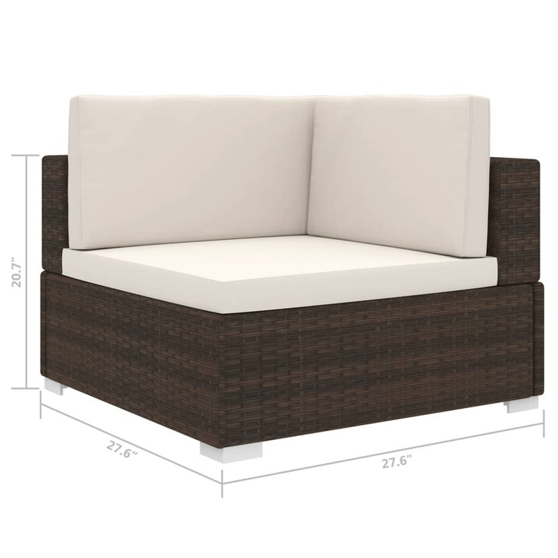 Chaise de patio avec coussins Elvane, Blanc, Brun