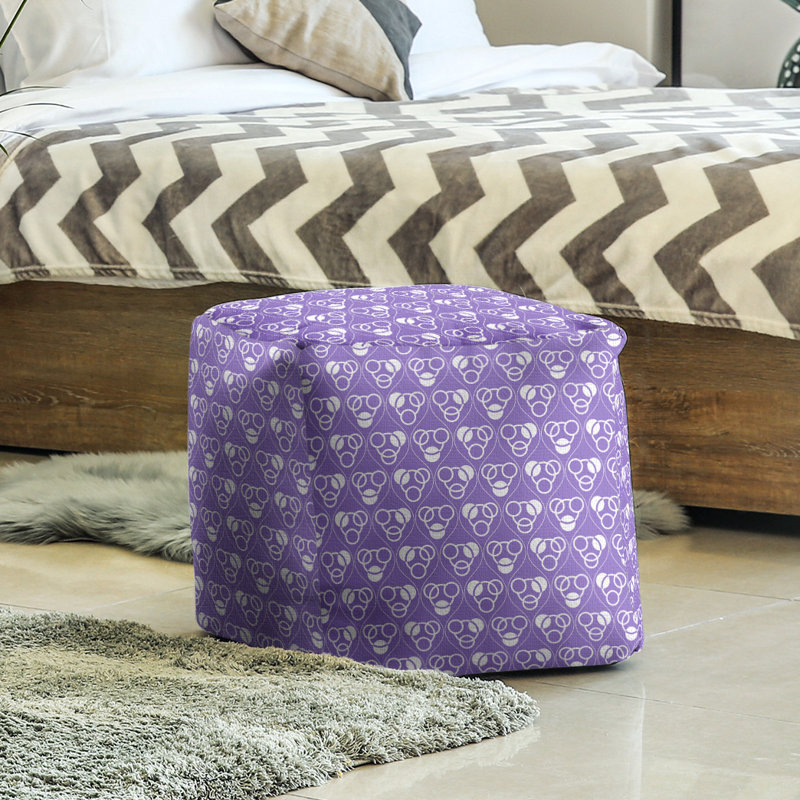Repose-pieds à cubes classic circle ondulations, Mauve / blanc