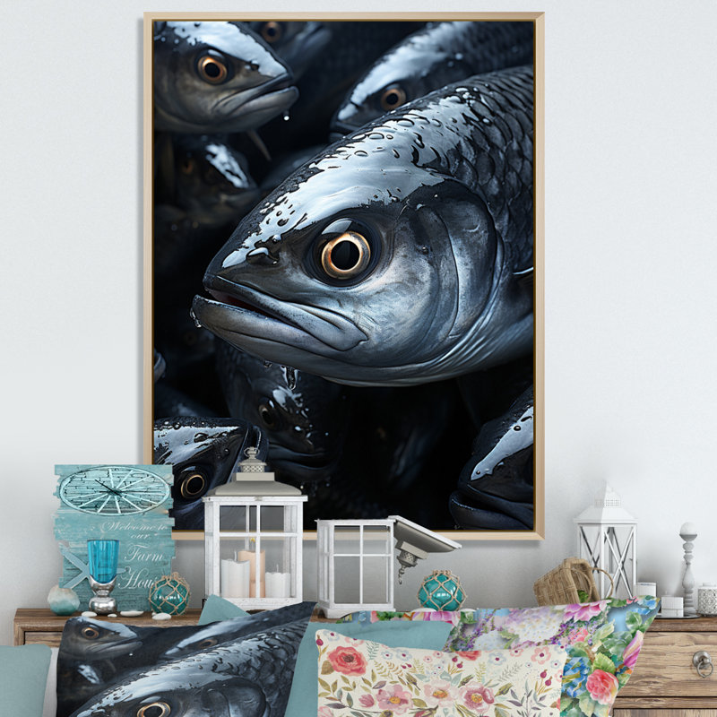 «Larance Fishing», reproduction sur toile, H 40 po x l 30 po x P 1,5 po, Cadre naturel flottant