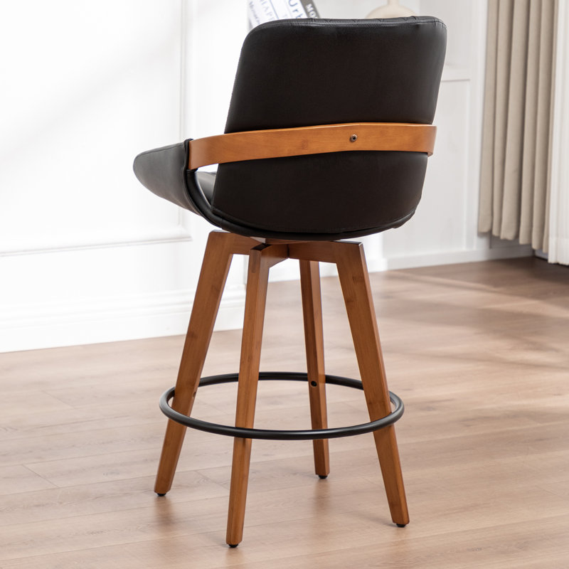 Modern Upholstered Swivel Counter & Bar Stools, Counter Stool (26.37" Seat Height), Black
