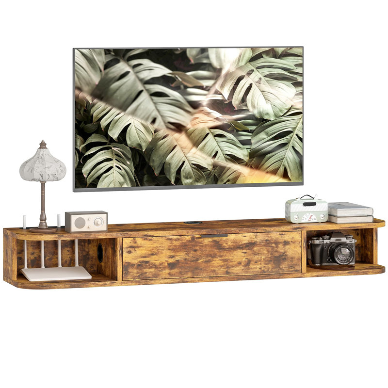Unfinished Floating TV Stand for TVs up to 55", Brown