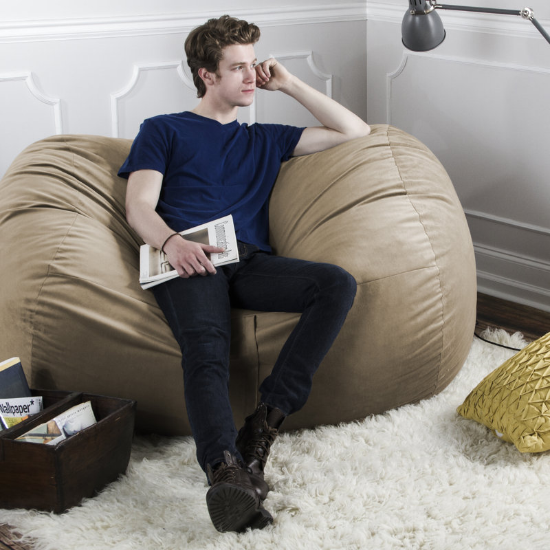 5.5 Foot Lounger Bean Bag Loveseat, Camel