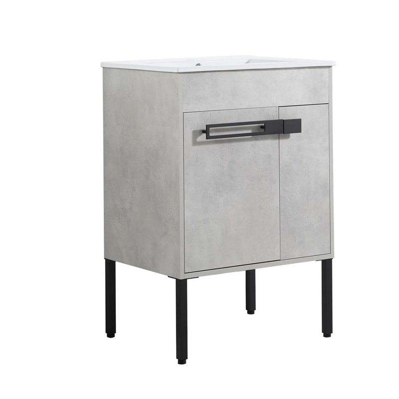 Meuble-lavabo simple 24 po avec lavabo gris ciment