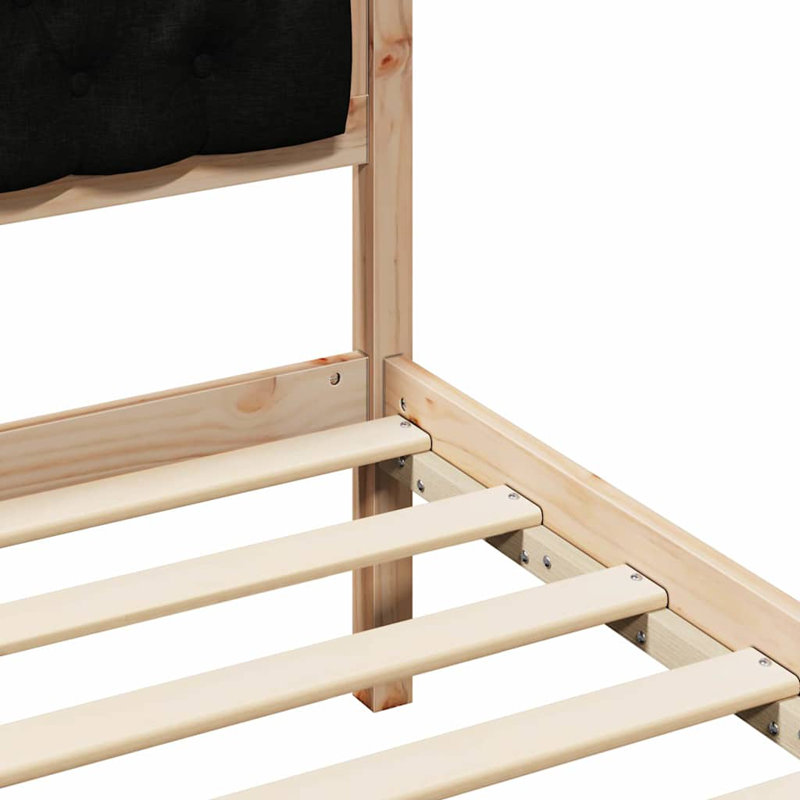 Solid Wood Bed Frame, European Single (90 x 190 cm), Natural/Black