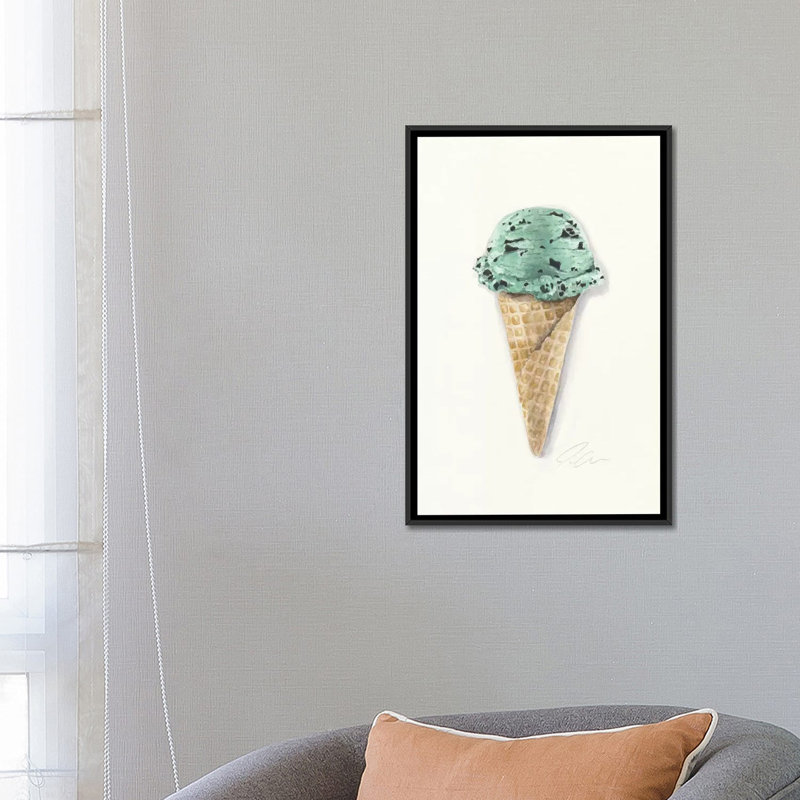 «Mint Chip», reproduction sur toile, H 26 po x l 18 po x P 1,5 po, Toile avec cadre noir, Pas de tapis