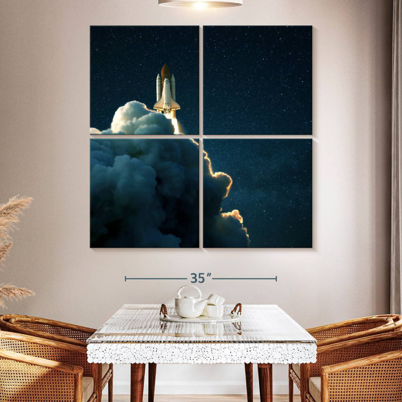 Oberle Starry Space Shuttle Launch, 50" H x 50" W