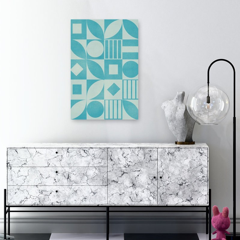 Reproduction d'art mural abstrait géométrique Mid Mid Century, H 36 po x l 24 po