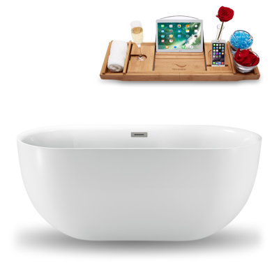 1501.1mm x 718.8mm Freestanding Soaking Acrylic Bathtub