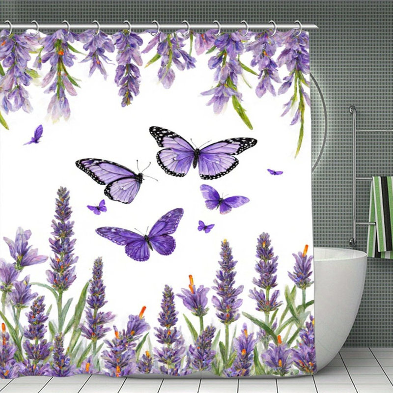 Rideaux de douche lavande pour salle de bain Butterfly