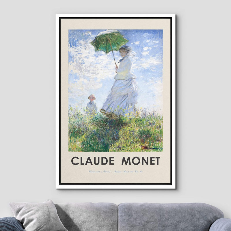 Reproduction d'art classique "Femme avec un parasol" par Claude Monet, Blanc, H 24 po x l 16 po x P 1,5 po