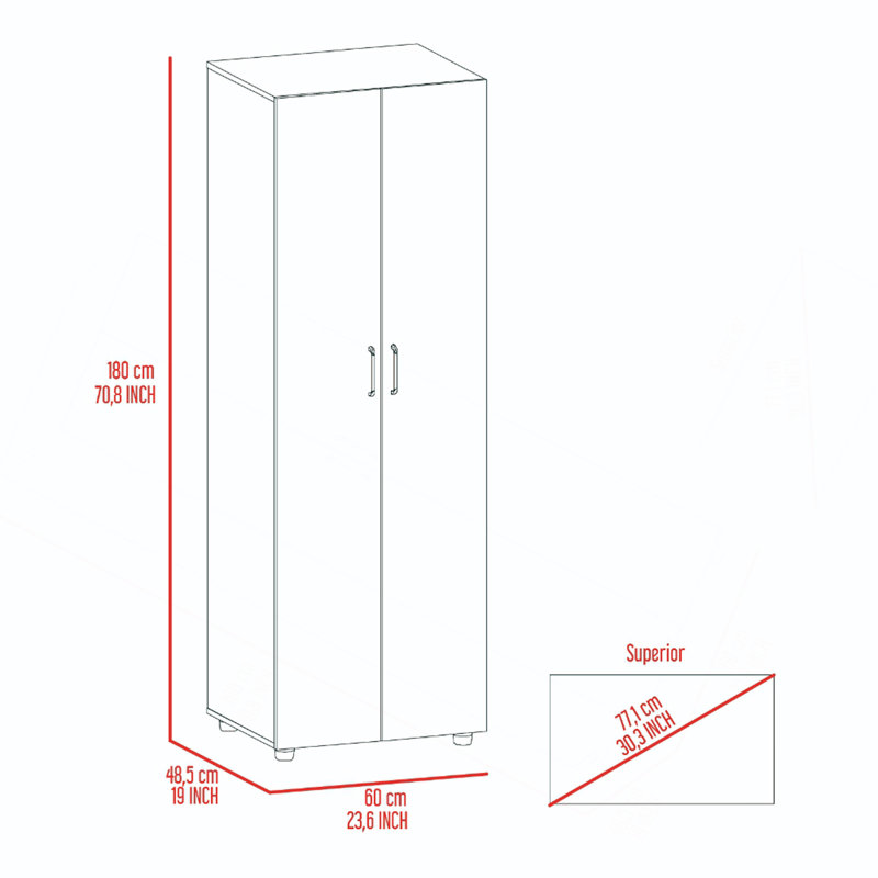 Slim Armoire Barkley, chambre à coucher, noir