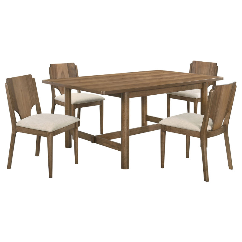 Ensemble de table de salle à manger et 4 chaises Billie, brun noyer riche et beige,  5 Pieces: Table, 4 Chairs
