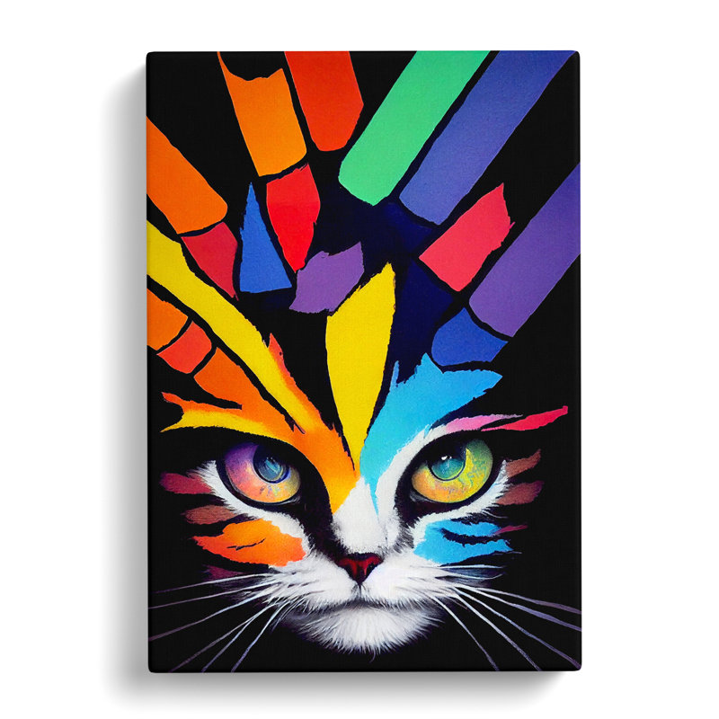Cat Crayon - Wrapped Canvas, 76cm H x 50cm W x 3cm D