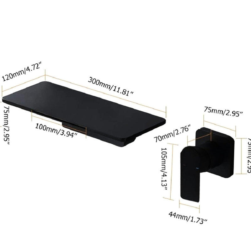 Waterfall Bathroom Sink Faucet In Matte Black, Single For Smooth Water Temperature Adjustment, , Brass Built Convenient Flow Control, Created