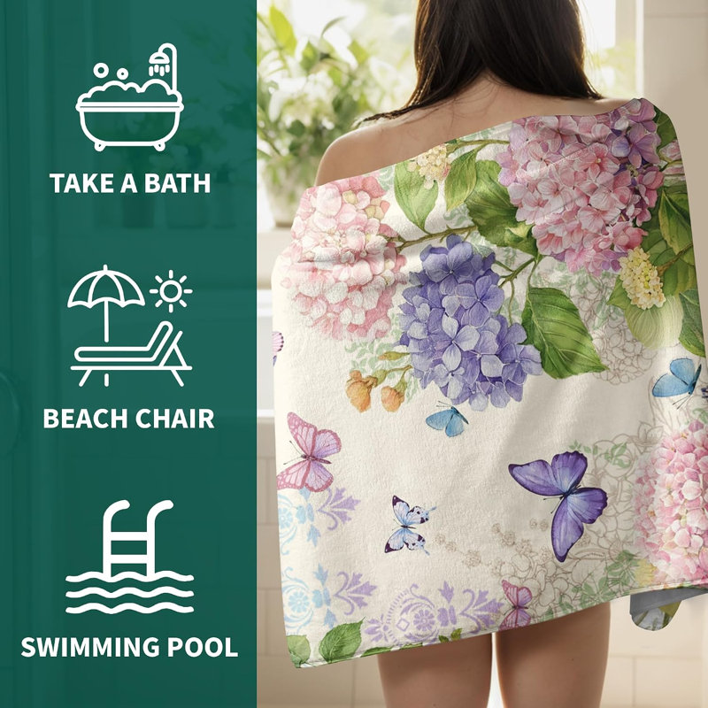 Serviette de bain Hydrangea Butterfly
