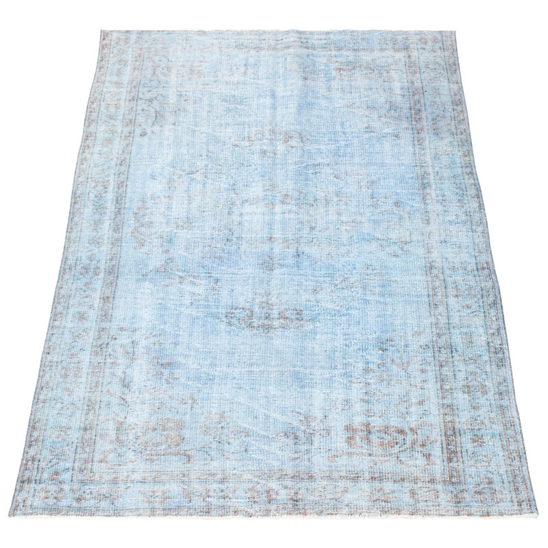 Tapis unique en laine noué à la main de style années 2000 de 5 pi 6 po x 8 pi 3 po Olisha